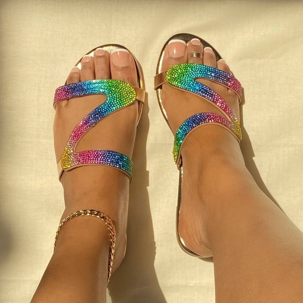 💙💗Kimora💛🧡 Rosegold Rhinestone Sandal